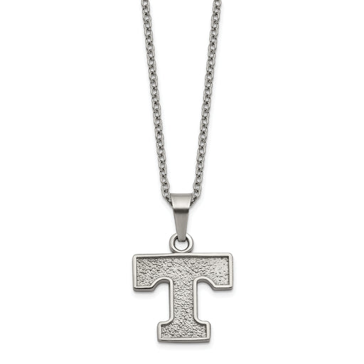 Stainless Steel LogoArt University of Tennessee Letter T Pendant 18 inch Necklace with 2 inch Extender