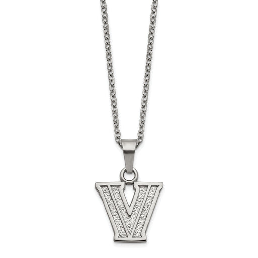 Stainless Steel LogoArt Villanova University Letter V Pendant 18 inch Necklace with 2 inch Extender