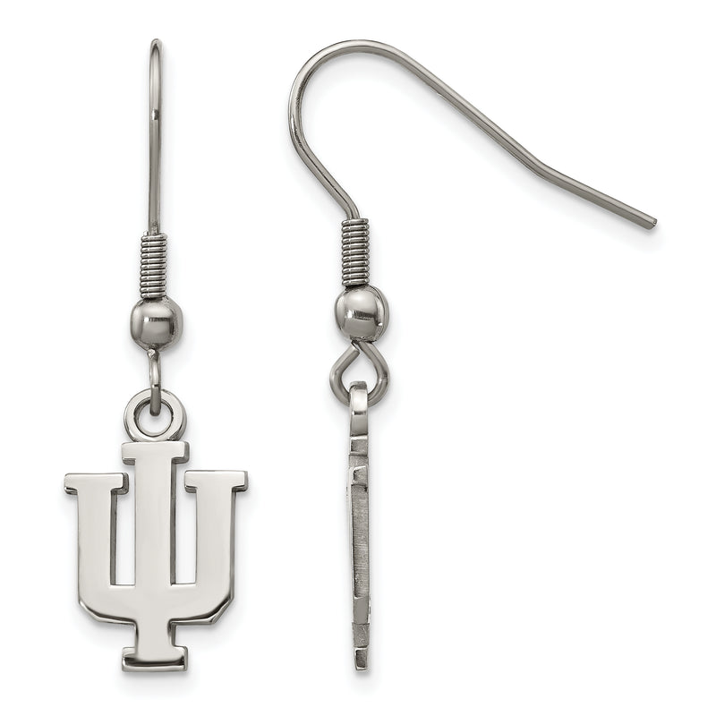 Stainless Steel LogoArt Indiana University I-U Dangle Wire Earrings