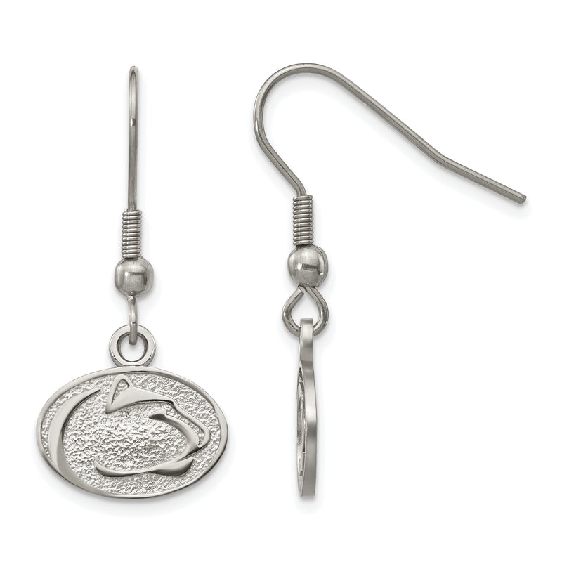 Stainless Steel LogoArt Penn State University Lion Dangle Wire Earrings