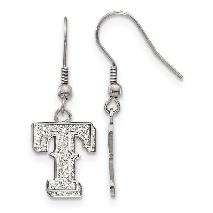 Stainless Steel Major League Baseball LogoArt Texas Rangers Letter T Dangle Earrings