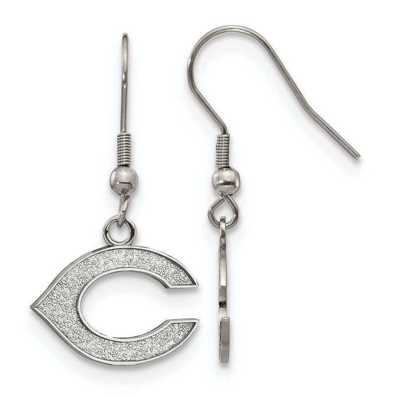Stainless Steel Major League Baseball LogoArt Cincinnati Reds Letter C Dangle Earrings