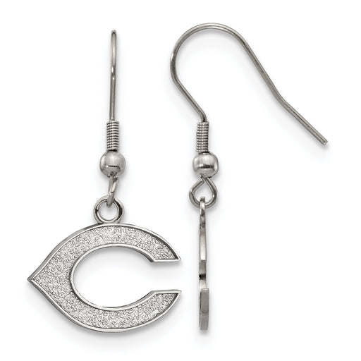 Stainless Steel Major League Baseball LogoArt Cincinnati Reds Letter C Dangle Earrings