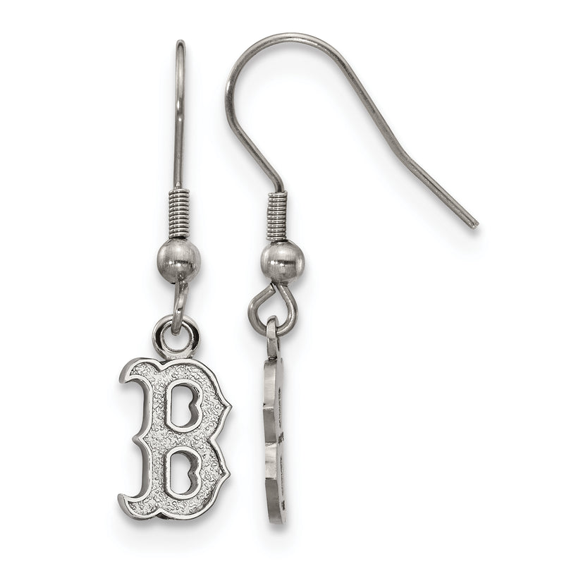 Stainless Steel Major League Baseball LogoArt Boston Red Sox Dangle Earrings