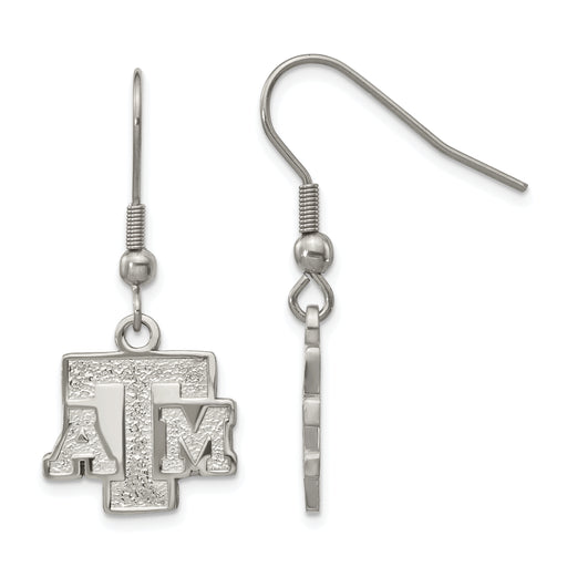 Stainless Steel LogoArt Texas A and M University T-A-M Dangle Wire Earrings