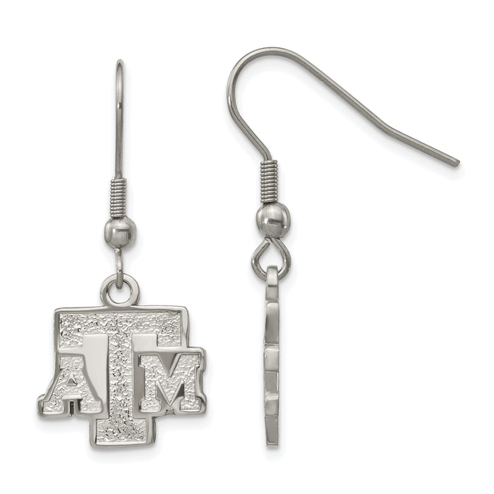 Stainless Steel LogoArt Texas A and M University T-A-M Dangle Wire Earrings