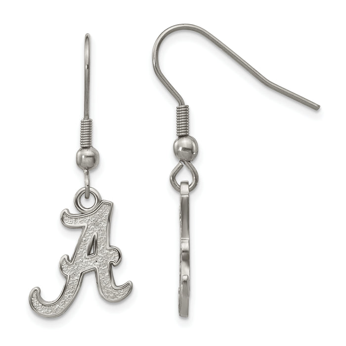 Stainless Steel LogoArt University of Alabama Letter A Dangle Wire Earrings