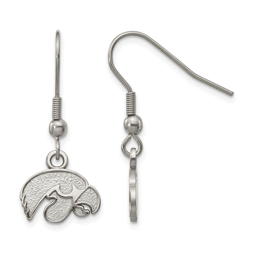 Stainless Steel LogoArt University of Iowa Hawk Dangle Wire Earrings