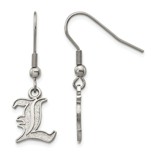 Stainless Steel LogoArt University of Louisville Letter L Dangle Wire Earrings