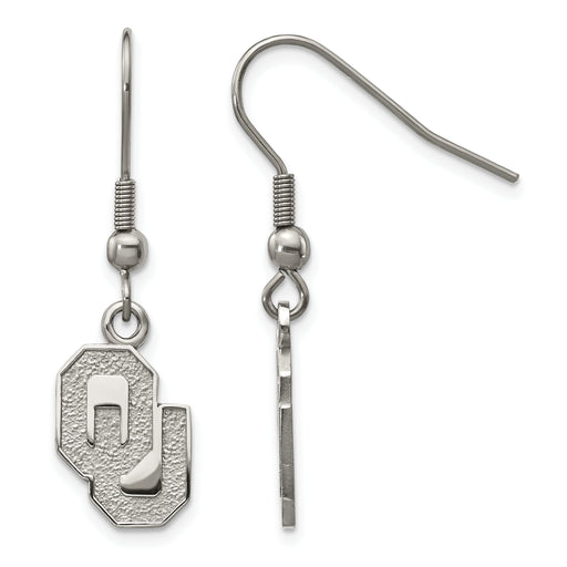 Stainless Steel LogoArt University of Oklahoma O-U Dangle Wire Earrings