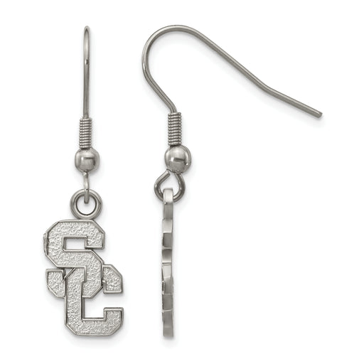 Stainless Steel LogoArt University of Southern California S-C Dangle Wire Earrings