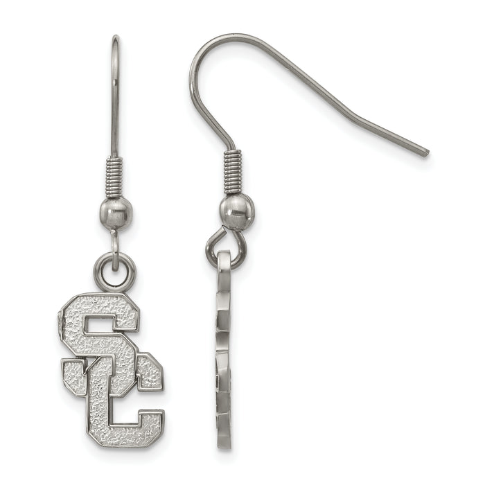 Stainless Steel LogoArt University of Southern California S-C Dangle Wire Earrings