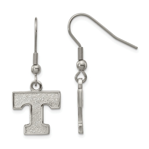 Stainless Steel LogoArt University of Tennessee Letter T Dangle Wire Earrings