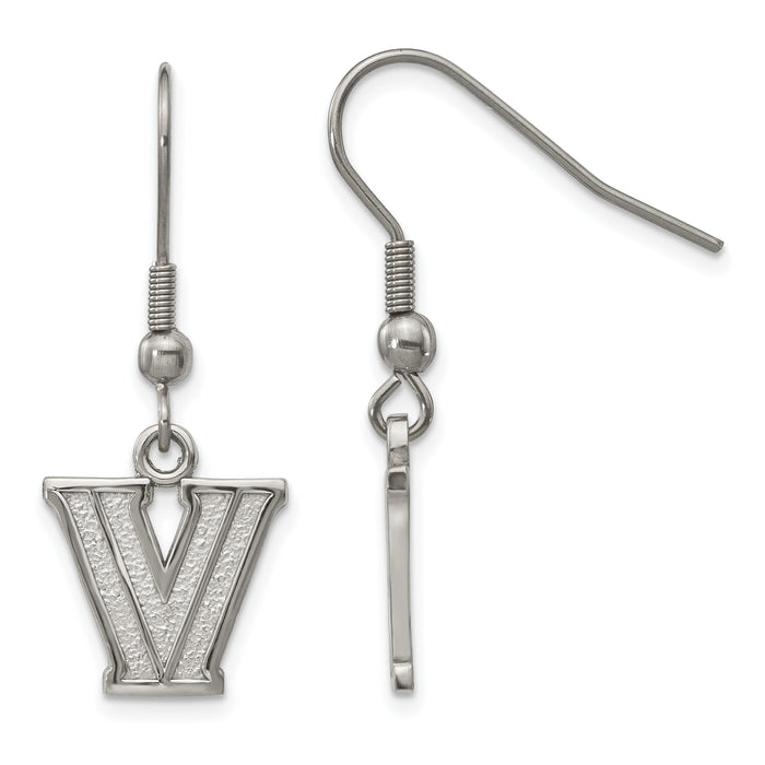 Stainless Steel LogoArt Villanova University Letter V Dangle Wire Earrings