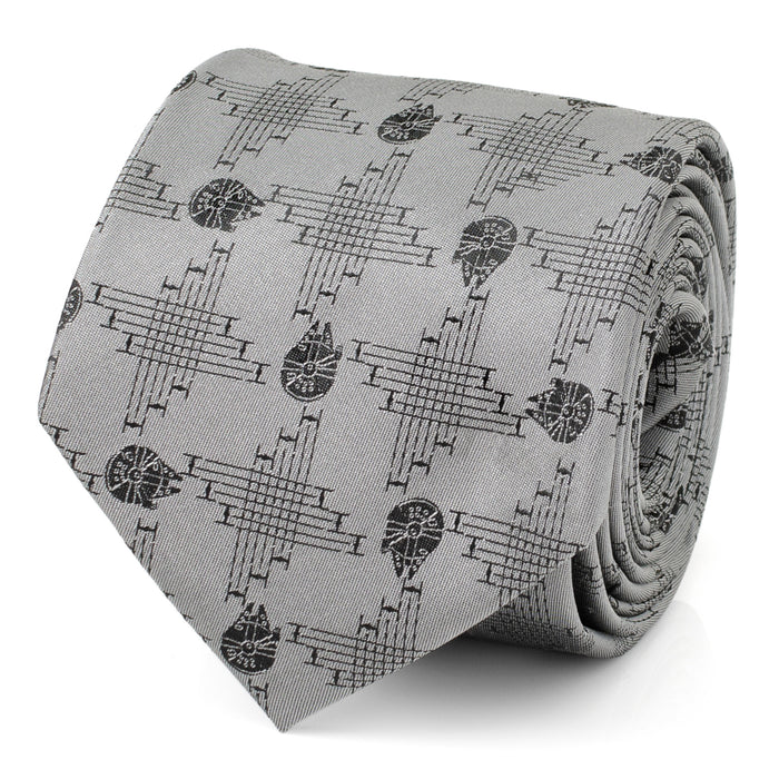 Millennium Falcon Gray Men's TIE Fighter design Tie