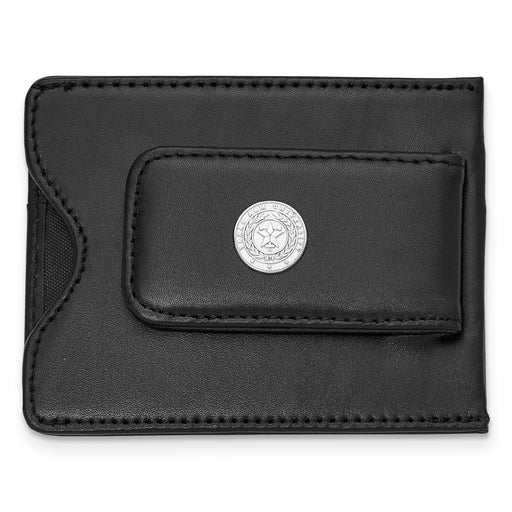 STERLING SILVER TEXAS A&M POLISHED SEAL LEATHER MONEY CLIP WALLET