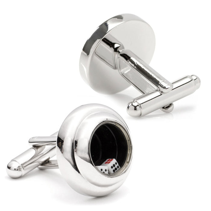 Dice Game Cufflinks side view showing backing