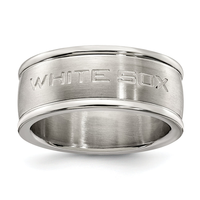 CHICAGO WHITE SOX STAINLESS STEEL LOGO BAND RING SIZE 7