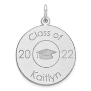 Class Of Graduation Personalized Silver Pendant With Cap.