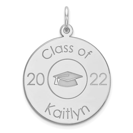 Class Of Graduation Personalized Silver Pendant With Cap.