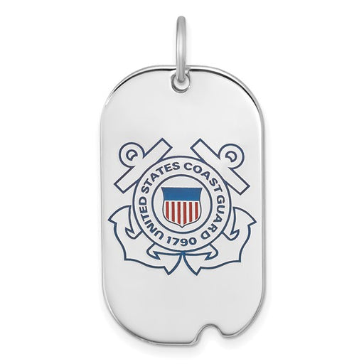 Sterling Silver Rhodium-plated US Coast Guard Dog Tag