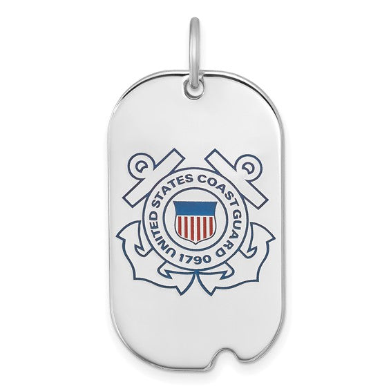 Sterling Silver Rhodium-plated US Coast Guard Dog Tag