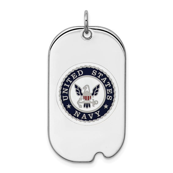 Sterling Silver Rhodium-plated U.S. Navy Dog Tag