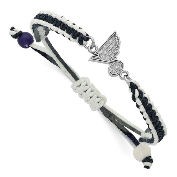 Stainless Steel NHL LogoArt St. Louis Blues Adjustable Cord Bracelet