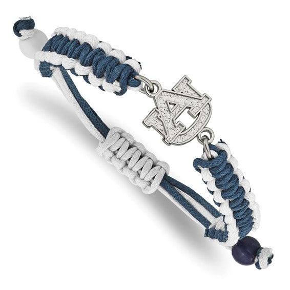 Stainless Steel LogoArt Auburn University A-U Adjustable Cord Bracelet