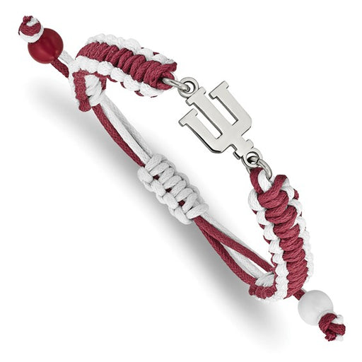 Stainless Steel LogoArt Indiana University I-U Adjustable Cord Bracelet