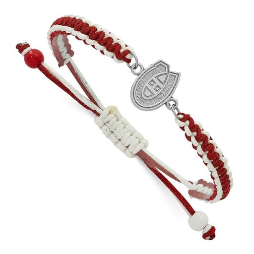 Stainless Steel NHL LogoArt Montreal Canadiens Adjustable Cord Bracelet