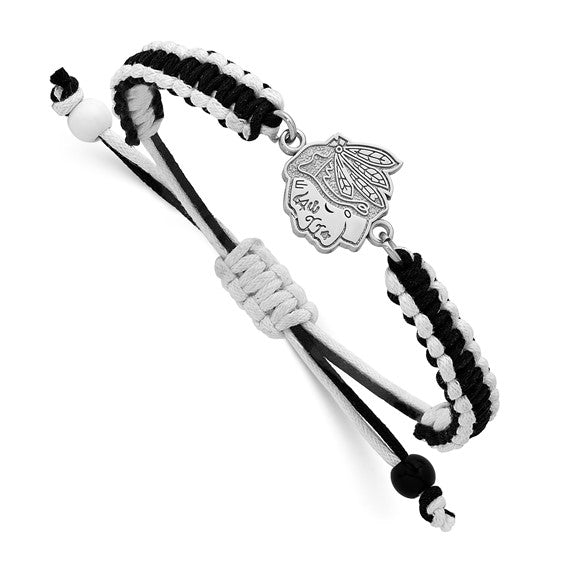 Stainless Steel NHL LogoArt Chicago Blackhawks Adjustable Cord Bracelet