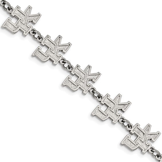 Stainless Steel LogoArt University of Kentucky U-K Link 6.75 inch Bracelet with 1.5 inch Extender