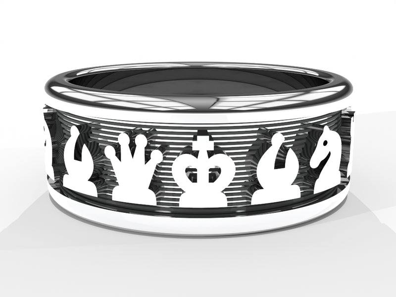 Sterling Silver Personalized Chess Bands for Men and Women