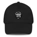 A black Seal Team 6 Hat with the logo on the front.  The hat has a curved visor and an adjustable strap at the back.