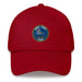 A cranberry colored Seal Team 4 Hat with the logo on the front.  The hat has a curved visor and an adjustable strap at the back.