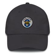 A dark grey Seal Team 8 Hat with the logo on the front.  The hat has a curved visor and an adjustable strap at the back.