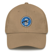 A khaki colored Seal Team 2 Hat with the logo on the front.  The hat has a curved visor and an adjustable strap at the back.
