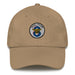 A khaki colored Seal Team 8 Hat with the logo on the front.  The hat has a curved visor and an adjustable strap at the back.