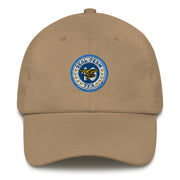A khaki colored Seal Team 10 Hat with the logo on the front.  The hat has a curved visor and an adjustable strap at the back.