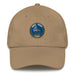 A khaki colored Seal Team 4 Hat with the logo on the front.  The hat has a curved visor and an adjustable strap at the back.