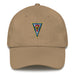 A khaki colored Seal Team 7 Hat with the logo on the front.  The hat has a curved visor and an adjustable strap at the back.