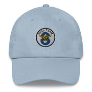 A light blue Seal Team 8 Hat with the logo on the front.  The hat has a curved visor and an adjustable strap at the back.