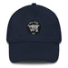 A navy blue Seal Team 6 Hat with the logo on the front.  The hat has a curved visor and an adjustable strap at the back.