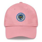 A pink Seal Team 10 Hat with the logo on the front.  The hat has a curved visor and an adjustable strap at the back.