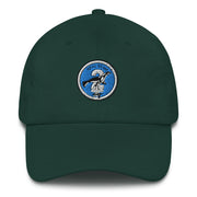A spruce colored Seal Team 2 Hat with the logo on the front.  The hat has a curved visor and an adjustable strap at the back.