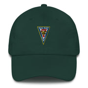 A spruce colored Seal Team 7 Hat with the logo on the front.  The hat has a curved visor and an adjustable strap at the back.