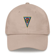 A stone colored Seal Team 7 Hat with the logo on the front.  The hat has a curved visor and an adjustable strap at the back.