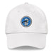 A white Seal Team 2 Hat with the logo on the front.  The hat has a curved visor and an adjustable strap at the back.