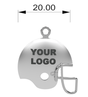 Sterling Silver Football Helmet with dimensions shown in mm's.